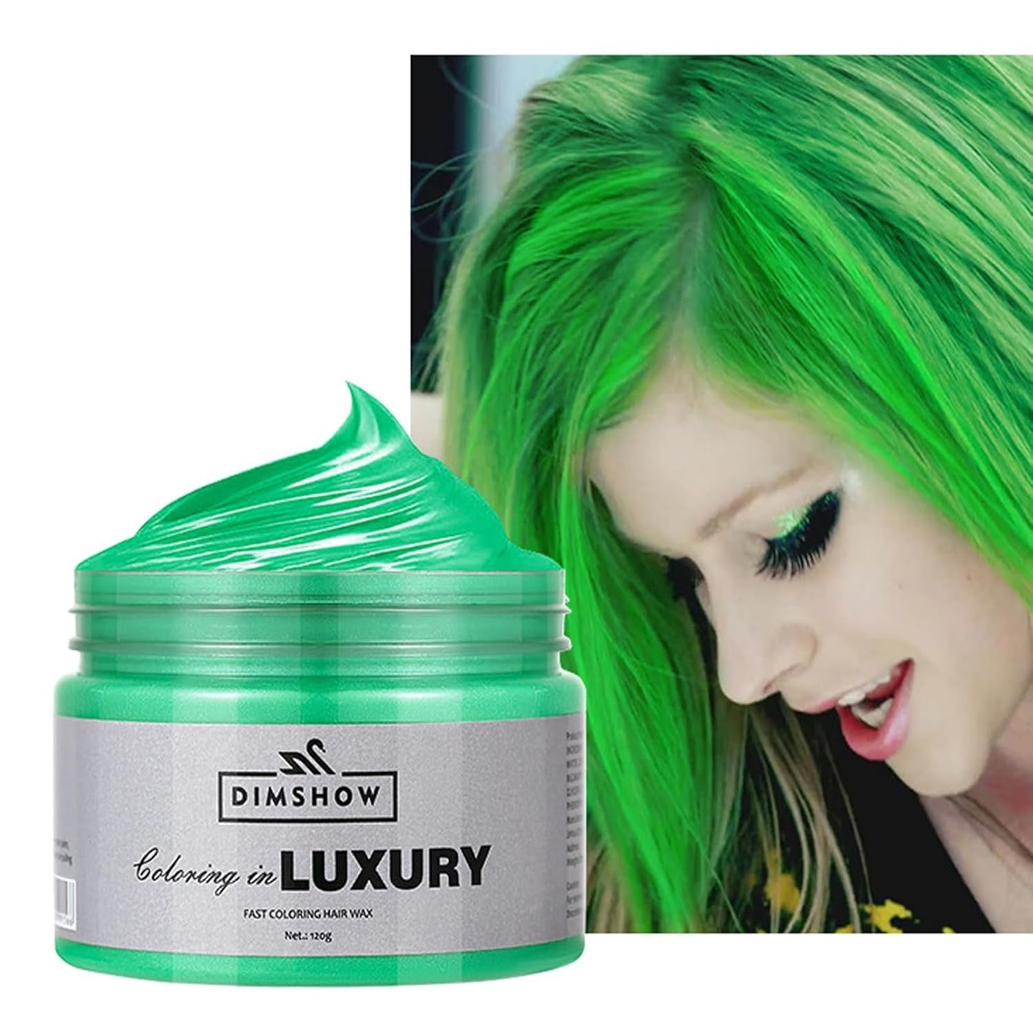 Tillfälligt grönt hårvax, galet grönt tillfälligt hårspray, tvättbar semipermanent lera, engångshårfärg, instant styling hårpasta lera, naturlig hårfärg för fester, aktiviteter och Halloween Naty Shop Hårfärg Standardtitel