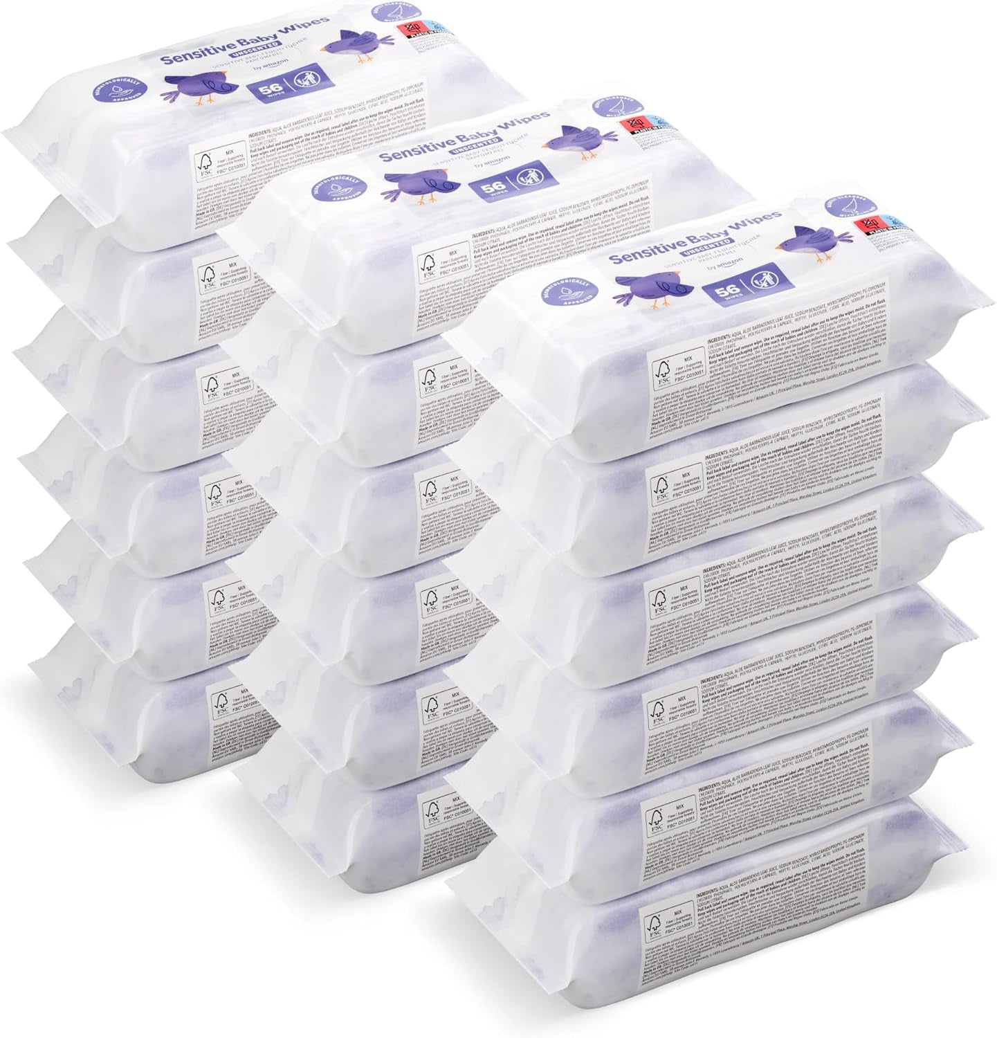 av Amazon Sensitive Baby Tücher, Unparfümiert, 1008 Feuchttücher, 18er-Packung á 56 Stück (Zuvor eine Marke von Mama Bear, gleiches Produkt)
