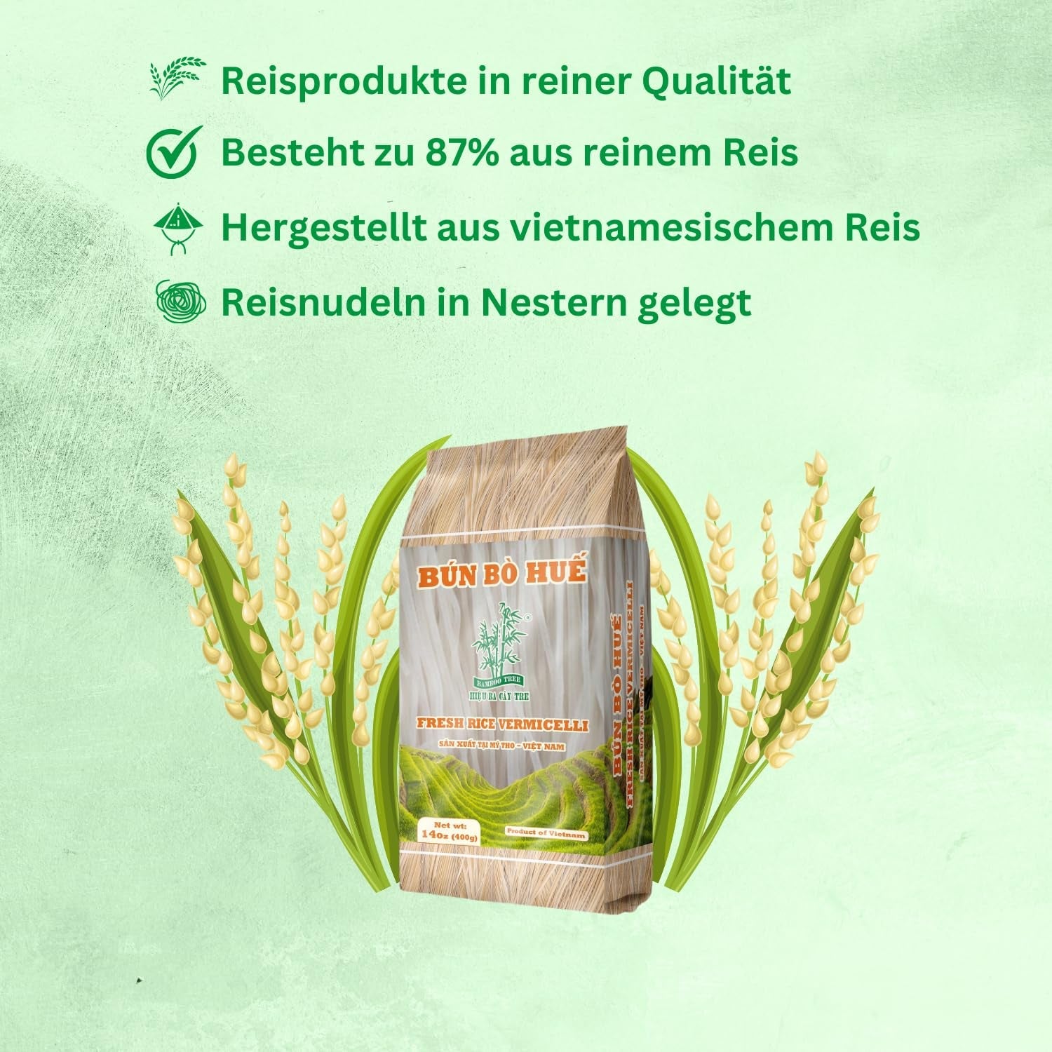 BAMBUTRÄD - Bun Bo Hue risnudlar - (1 X 400 G)