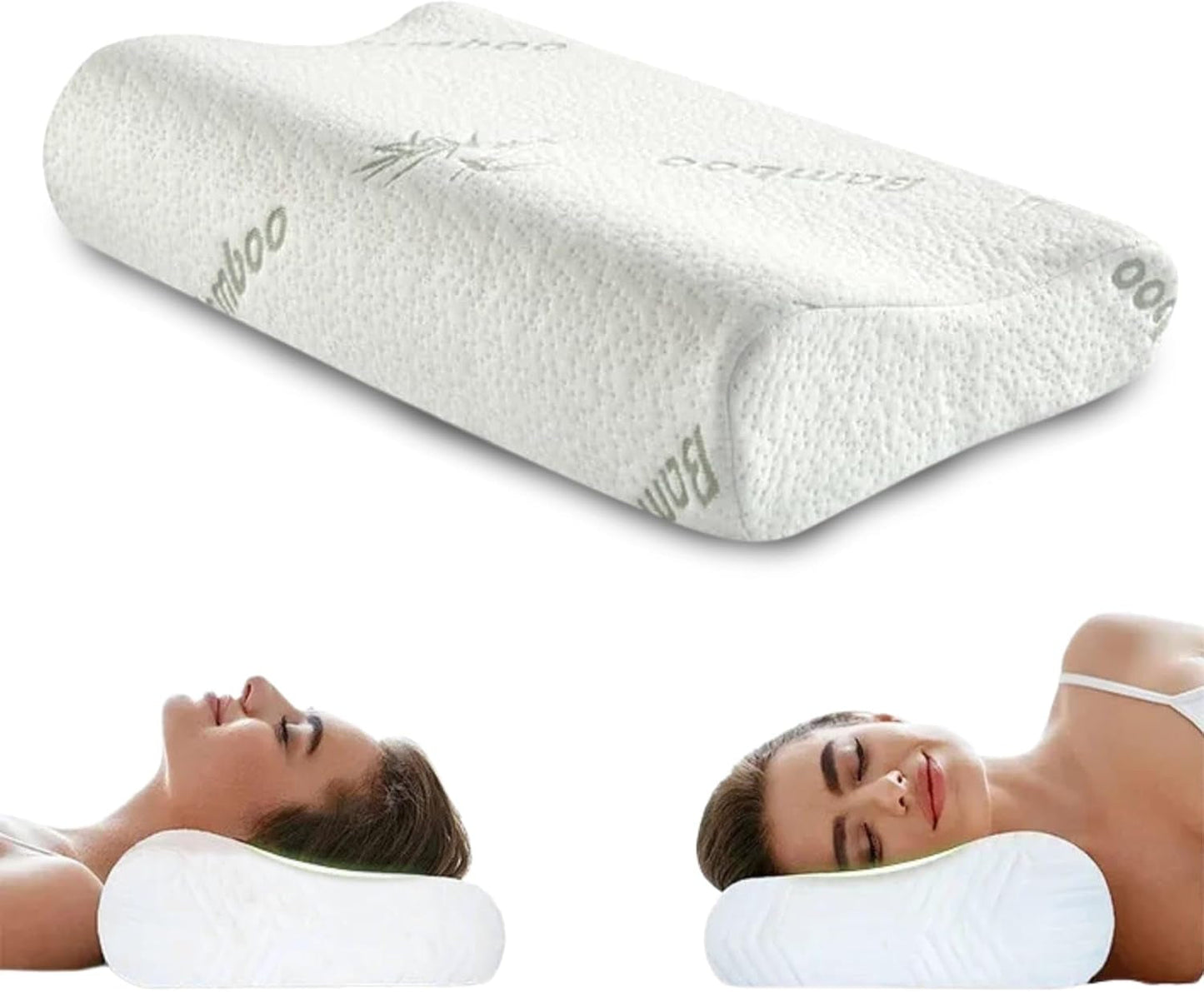 Ortopedisk Memory Foam Nackstödskudde - Ergonomisk kudde Antisnarkningskudde för sido-, mage- och ryggsömnskuddar 60 cm x 40 cm x 12 cm cervikala ortopediska kuddar Naty Shop Standardtitel