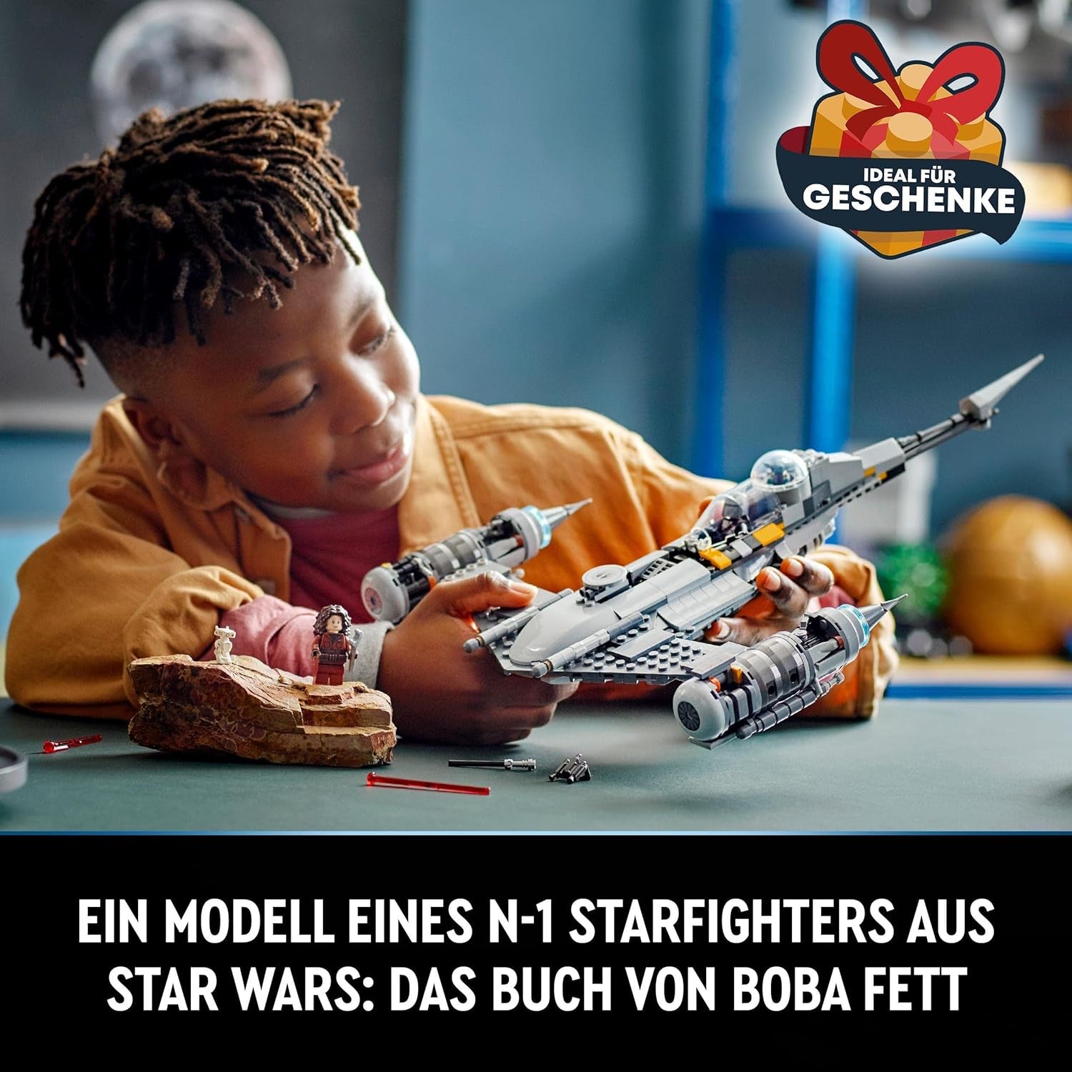 LEGO Star Wars Mandalorian Fighter N-1 från Boba Fetts bok Byggleksak med rymdskepp Set med 4 karaktärer inklusive Baby Yoda-figur 75325 Byggset Besuche den LEGO-Store