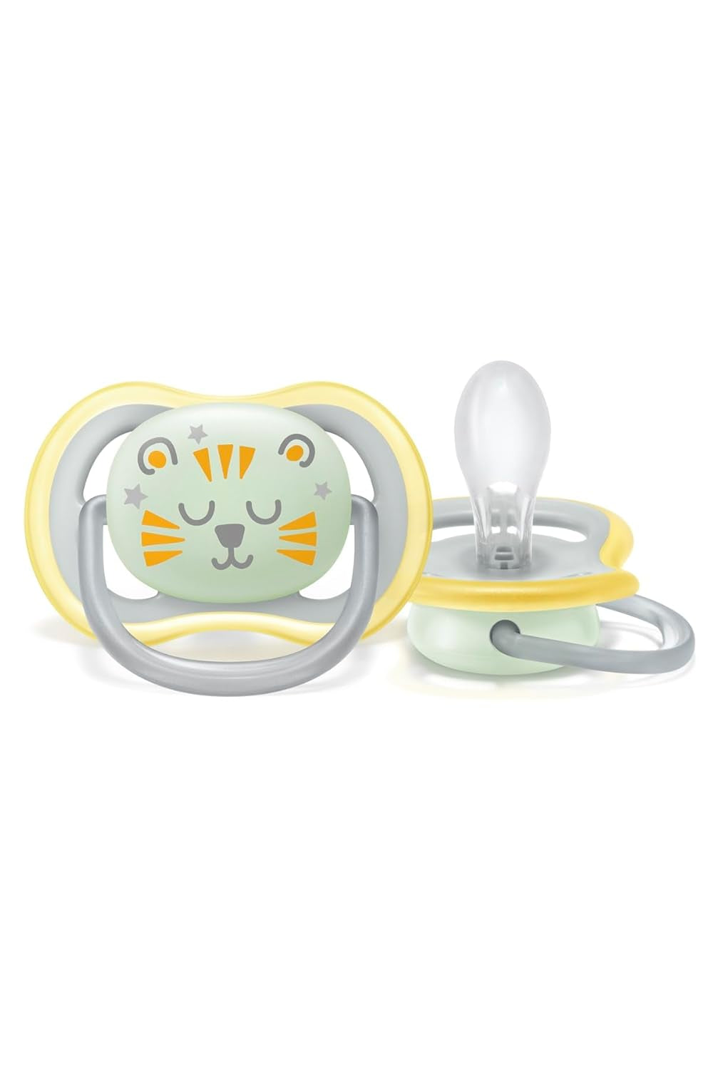 Philips AVENT Ultra Air Nattnapp för spädbarn 18+ månader Glow in the Dark Twin Pack Cloud/Tiger (modell SCF376/01)