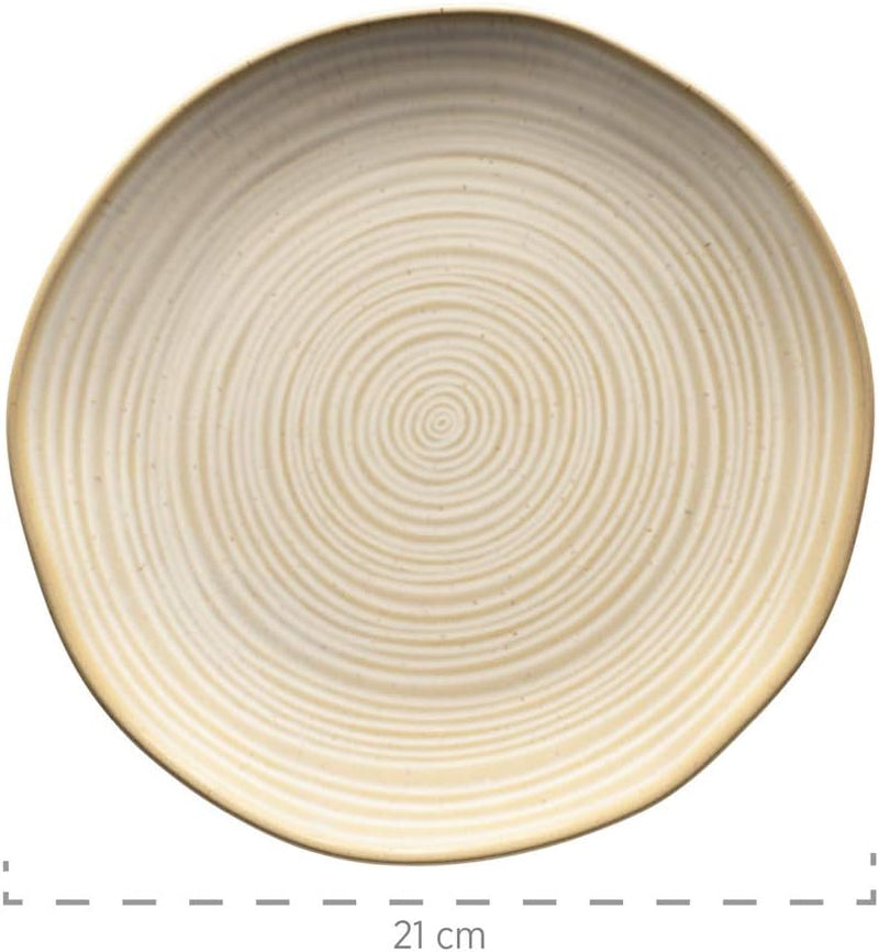 MÄSER 931818 Nottingham Vintage Series servisset för 4, 12-delad frukostservering med oregelbundna runda former i retrolook, kakel, beige
