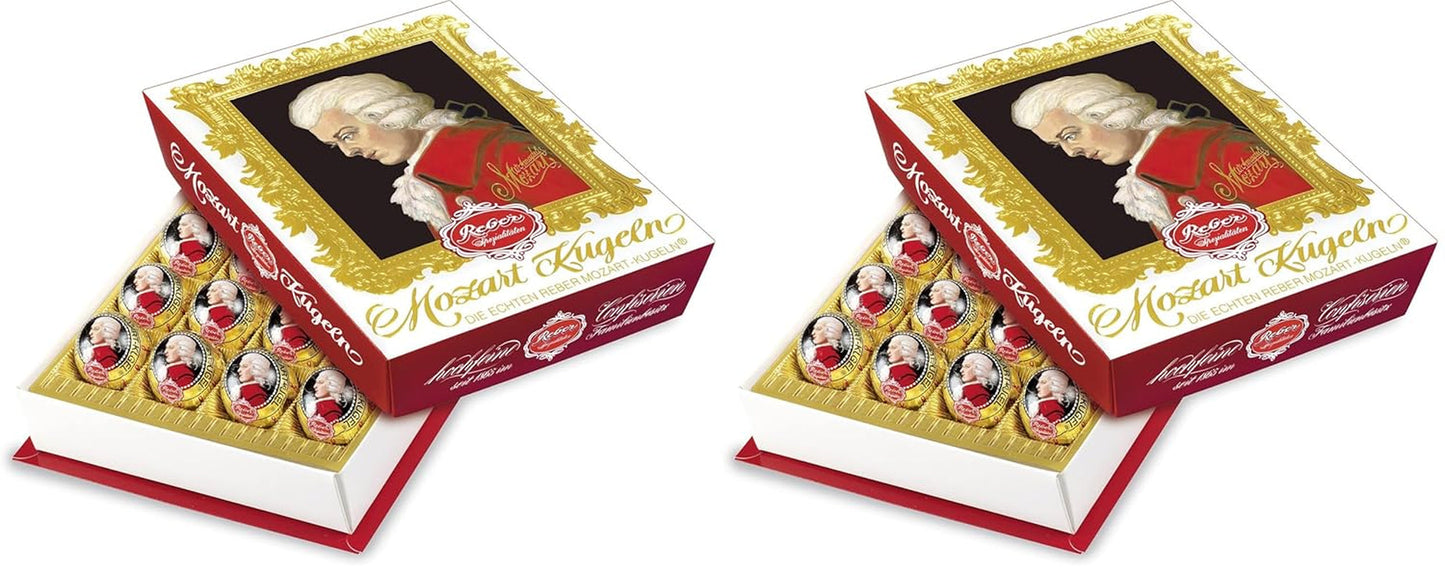 Reber Mozartkulor med mörk choklad, 6-pack med marsipan och nougat, vegansk - 1 x 120 g