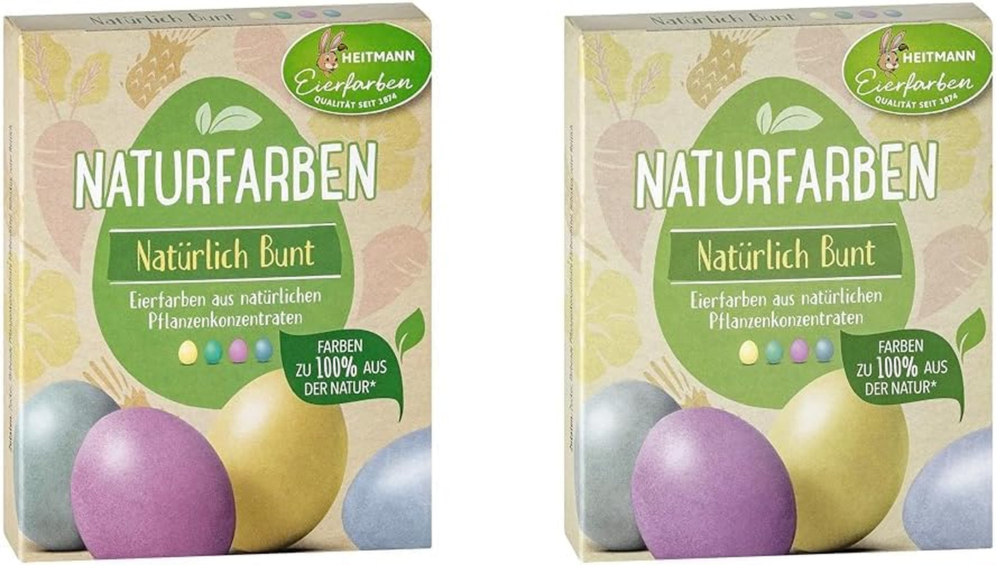 Heitmann Egg Dye Natural Dye Set, 3 Egg Dye Pulver (gult, lila, gråblått), Gräspapper klistermärke