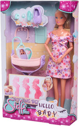 Simba 105733680 Steffi LOVE Doll Hello Baby (29 Cm) - Gravid lekdocka med växande mage, docka och tillbehör - barnleksak för flickor och pojkar från 3 år, svarta Dolls Naty Shop