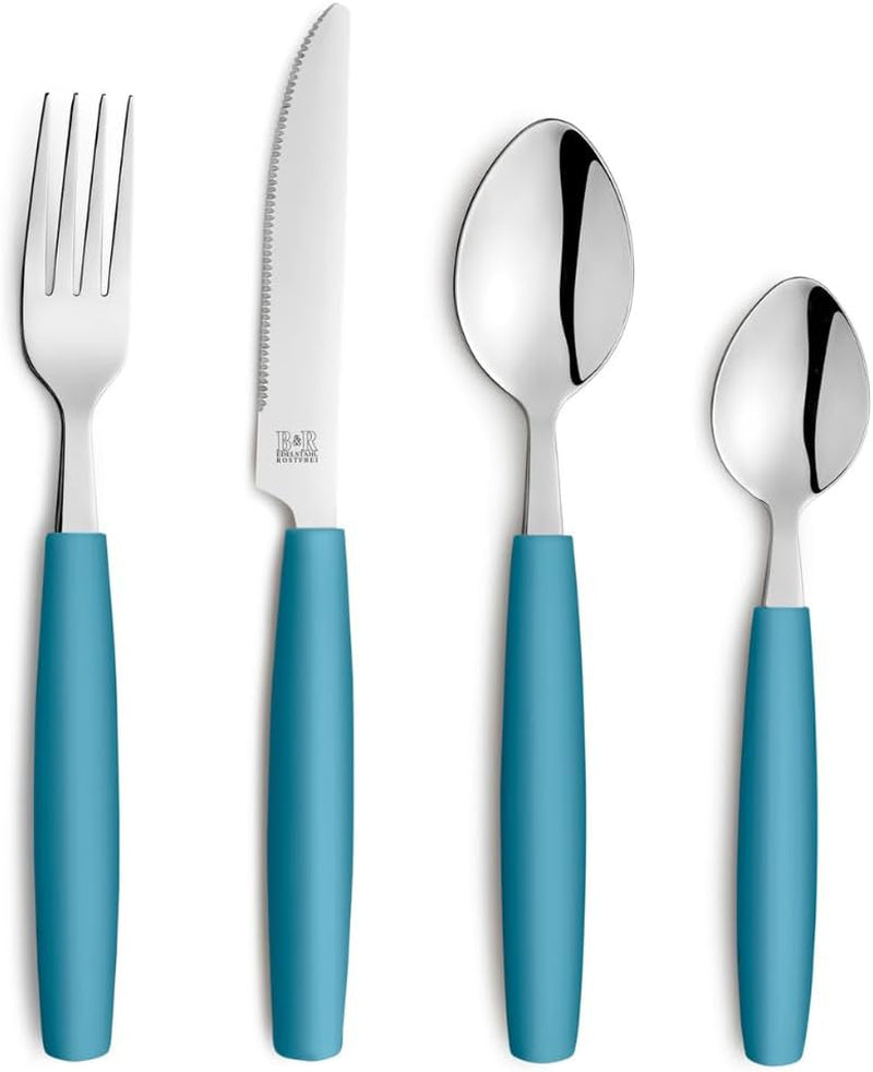 Beckmann & Rommerskirchen 2515 VALOA Besteck Set 4 Person | 16-Teilig | Olja | Spülmaschinenfest | Hochglanzpoliert | Essbesteck: 4X Messer, Gabel, Esslöffel, Kaffeelöffel Kitchen Naty Shop Bensin