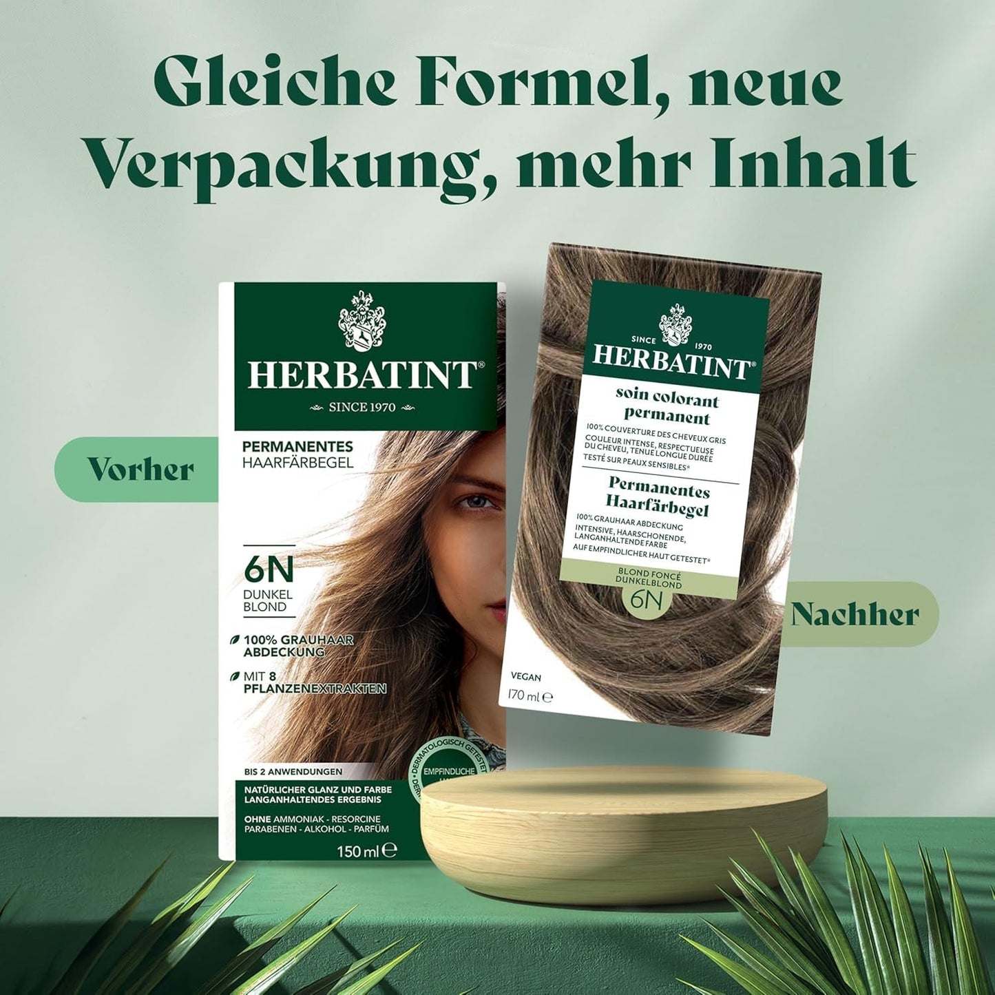 Permanent hårfärgningsgel 6N mörkblond - 170 ml I Ammoniakfri, 100 % täckning av grått hår I Testad på känslig hud, med 8 växtextrakt Hårfärgning Naty Shop