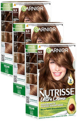 Garnier Nutrisse Permanent Care Hårfärg med närande fruktoljor 8 Vecka Hold Color Ultra Crème Tint 053 Velvet Brown (Pack of 3) Naty Shop Hårfärg Standardtitel