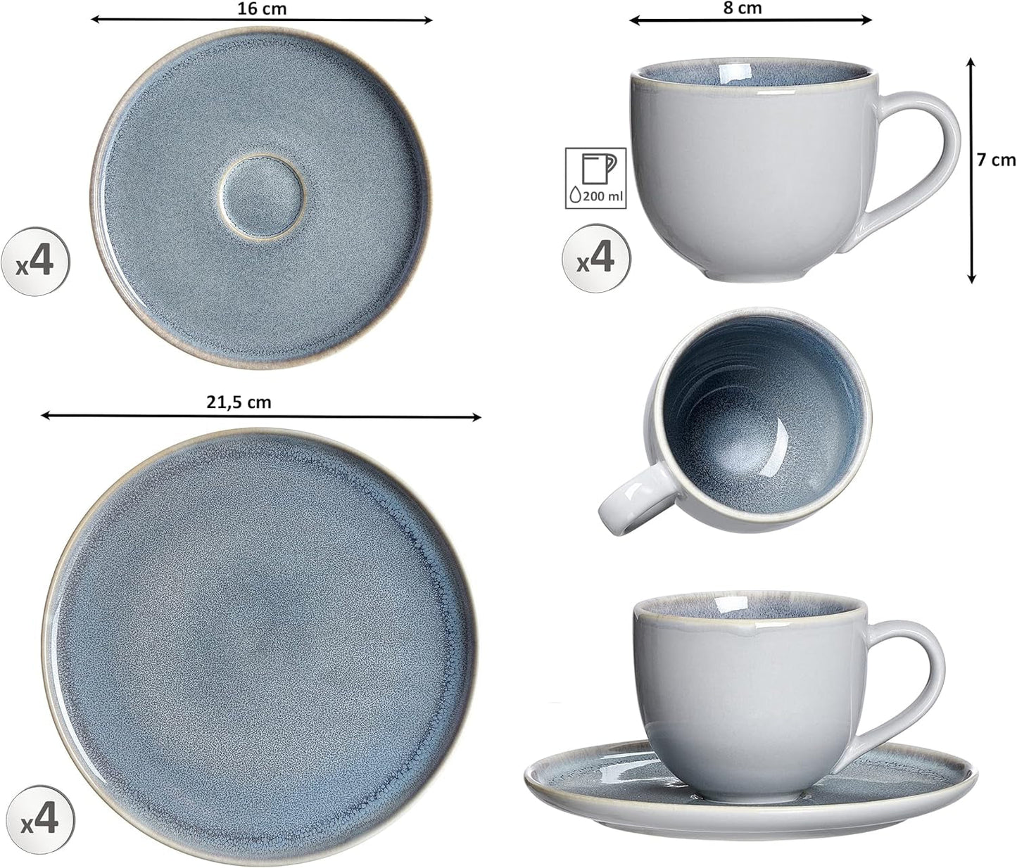 Ritzenhoff & Breker Skagen Stenkaffeservering, 12 stycken, gråblå