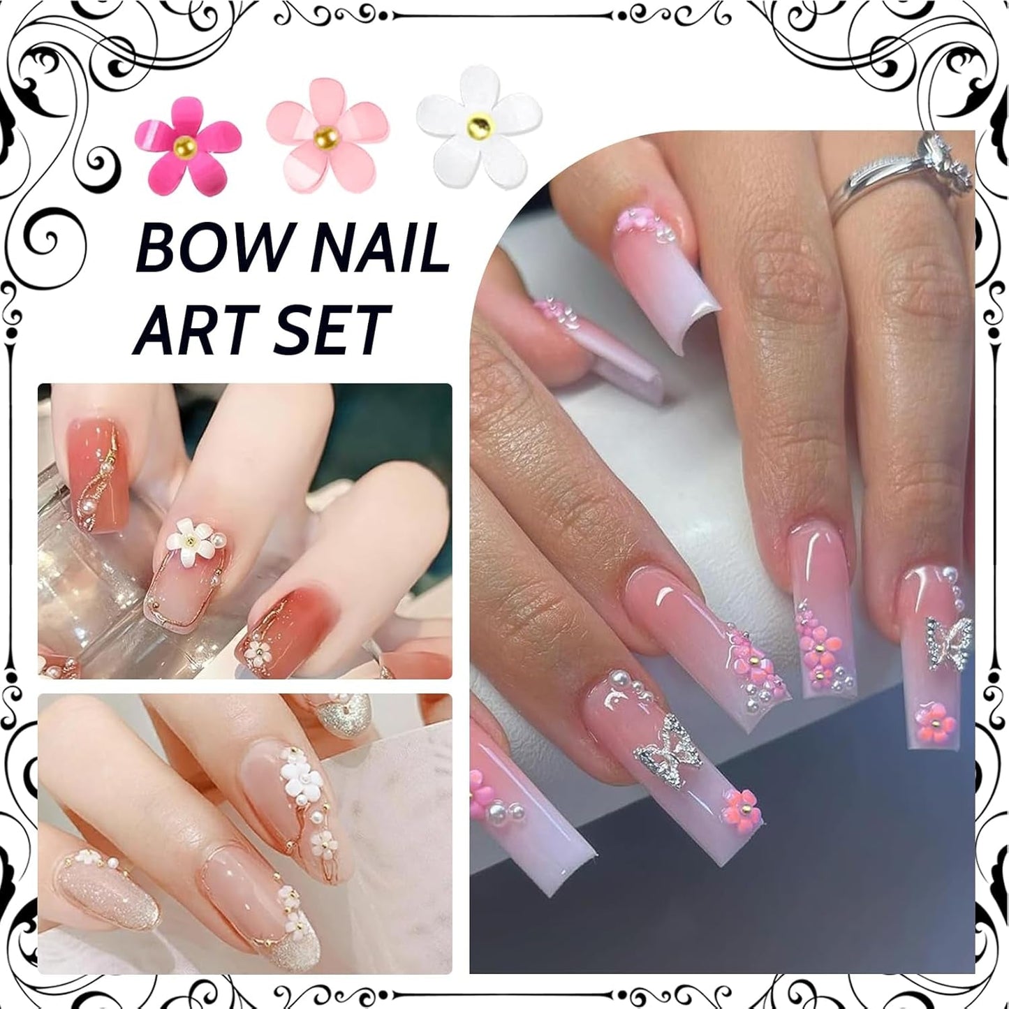 1 Karton Nail Art Charms, 3D Flowers Nagelkunst Charms, Acryl Blumen Nagel Strass Mit Ornamenten, Nagel Edelsteine, Nagel Zubehör Für Mädchen, Nagelkunst Dekoration, DIY Handwork Nail Design