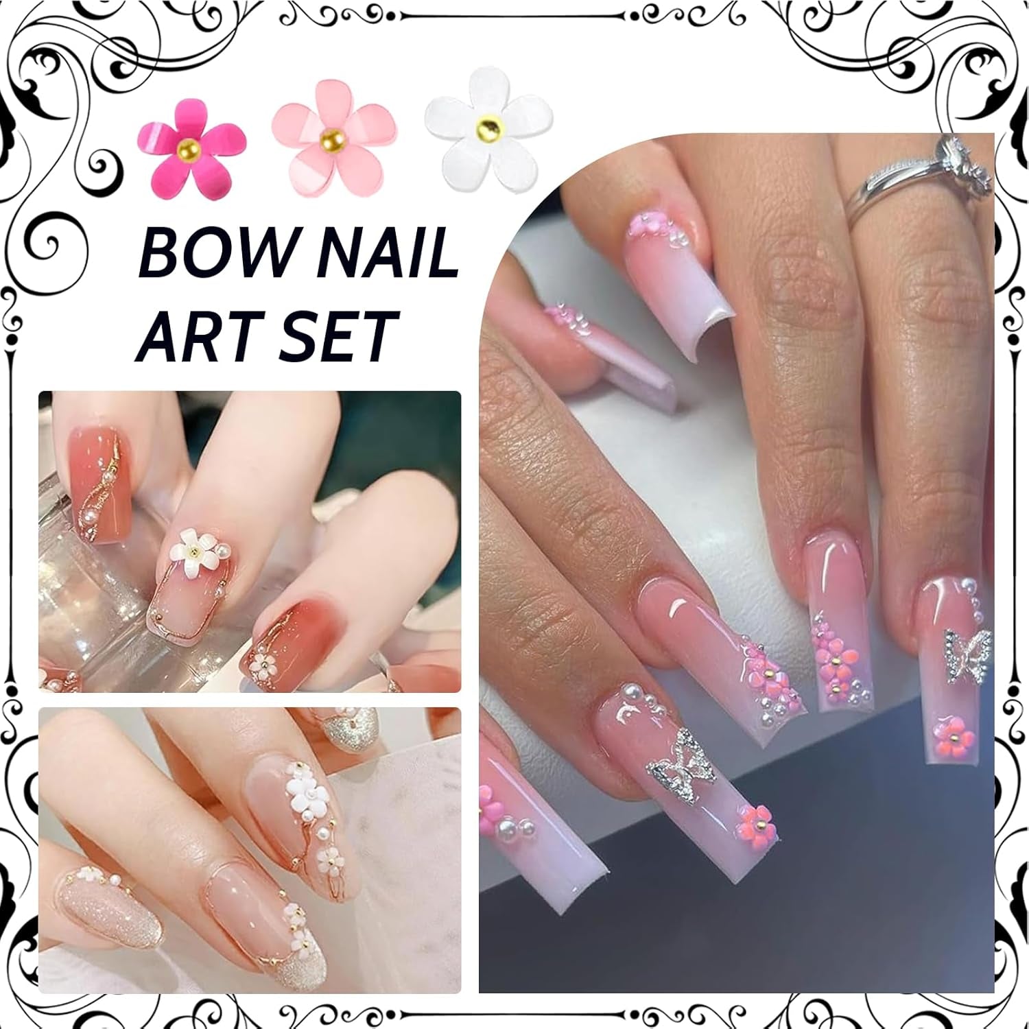 1 Karton Nail Art Charms, 3D Flowers Nagelkunst Charms, Acryl Blumen Nagel Strass Mit Ornamenten, Nagel Edelsteine, Nagel Zubehör Für Mädchen, Nagelkunst Dekoration, DIY Handwork Nail Design