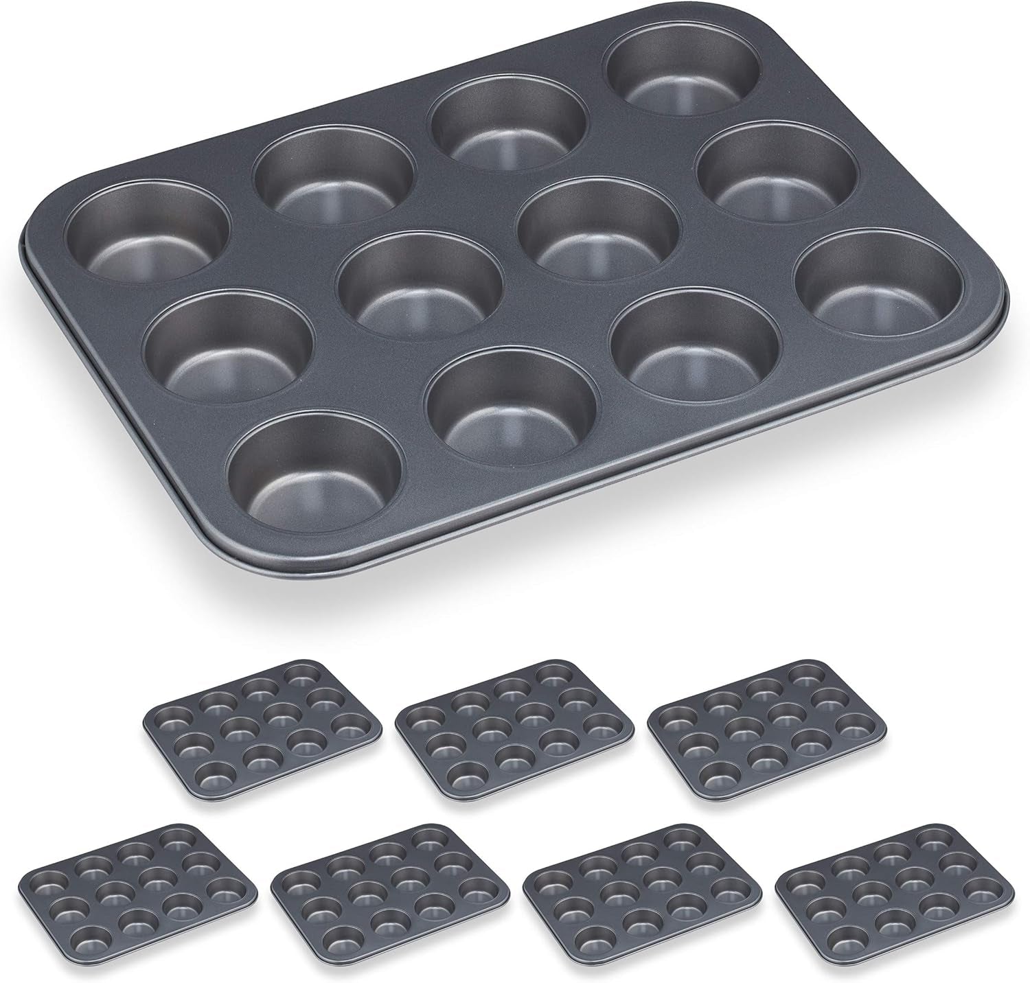 Relaxdays Muffinform, 2Er Set, 12Er Muffinbleche, Antihaftbeschichte, Carbonstahl, Muffins & Cupcakes, Ø 6,5 Cm, Vete, 10030825 Formar och bakplåtar Naty Shop 2