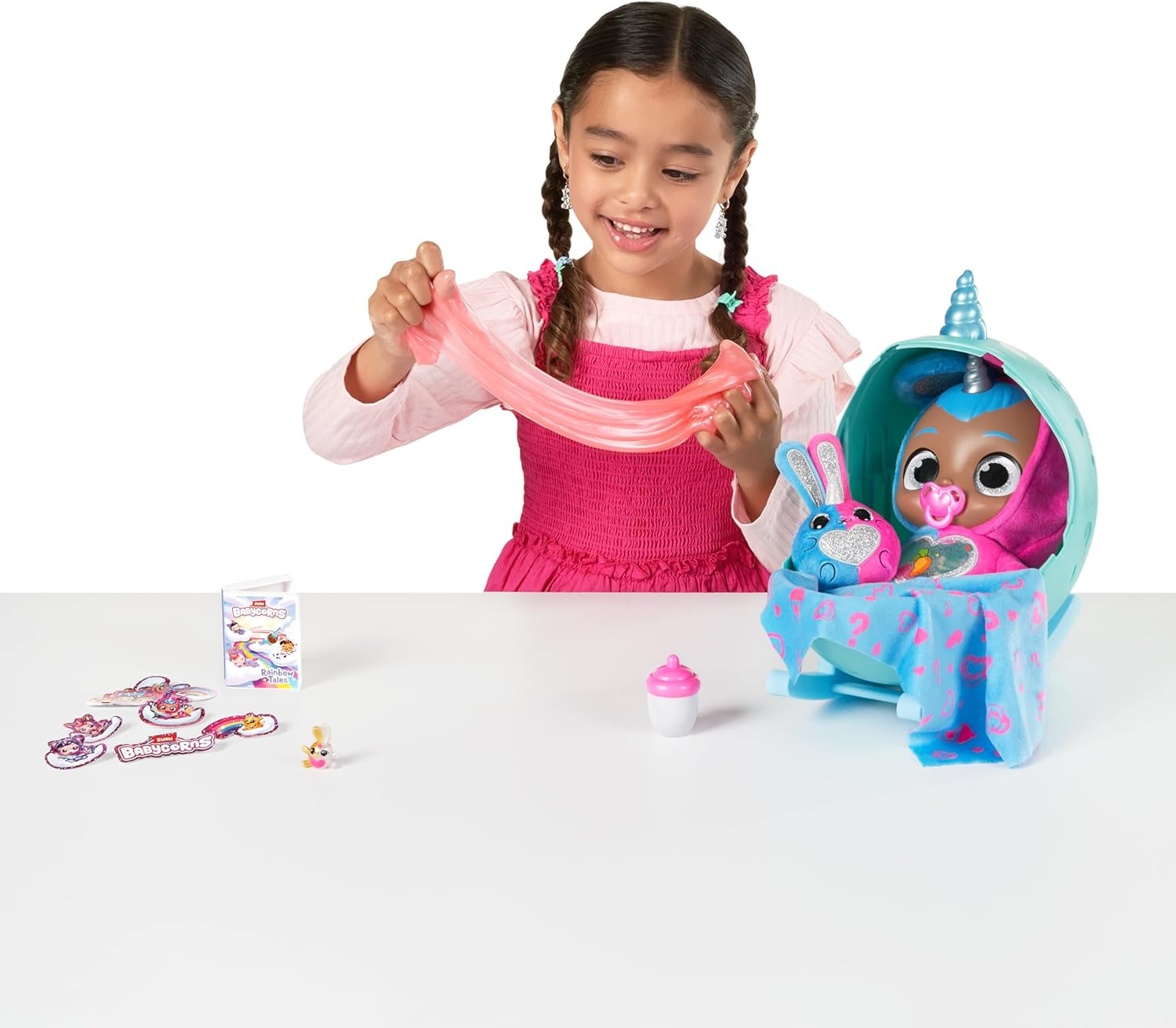 Babycorns Series 1 av ZURU Magical Cat (Mac) docka med tillbehör Unboxing överraskningsleksak för barn, flickor