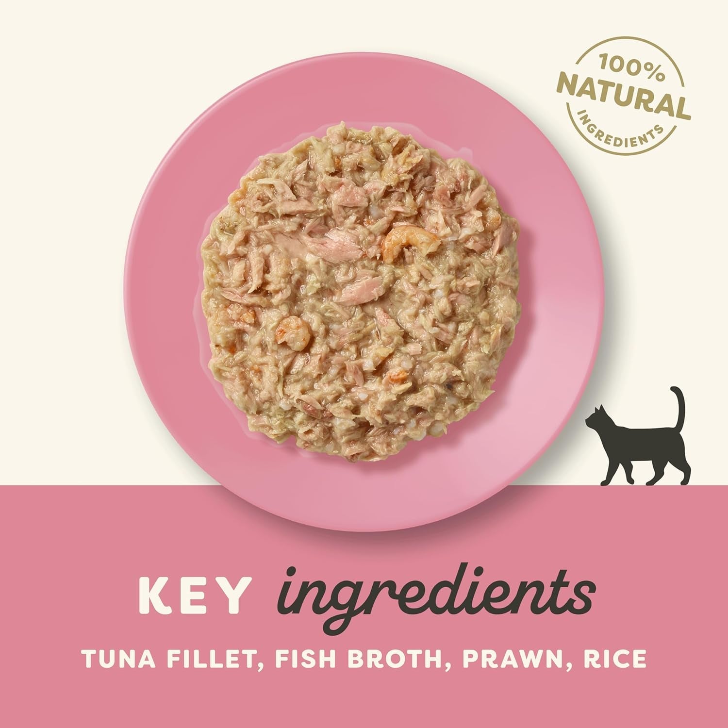 Applaws Premium naturligt vått kattmat, tonfiskfiléer med Stillahavsräkor i soppa, 70 g portionspåsar (12 x 70 g)