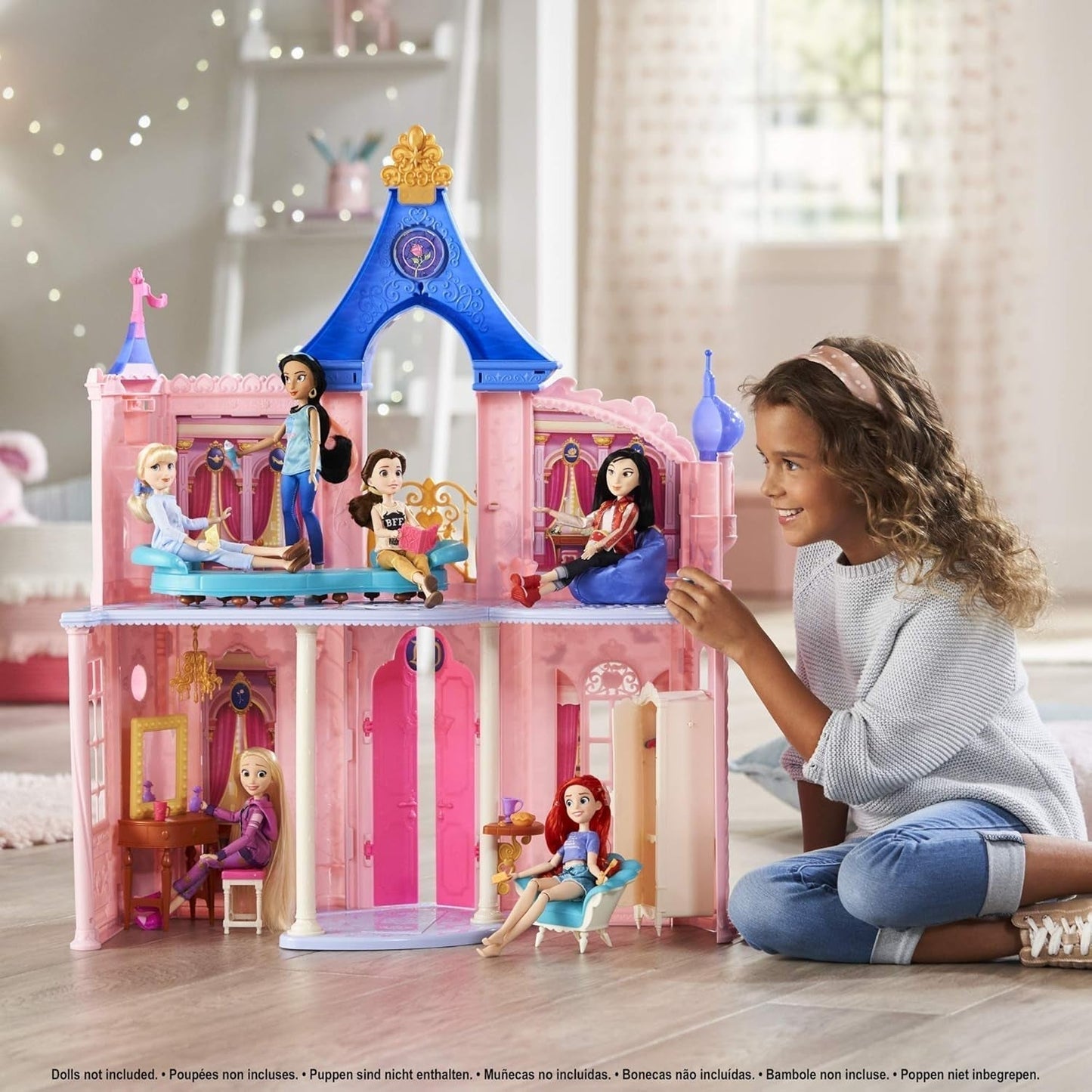 Disney Princess Castle Comfy Squad Dockhus med 6 möbler och 16 tillbehör Leksak för 5 år gamla flickor dockskåp Naty Shop