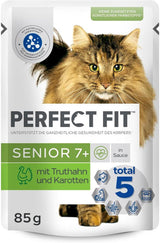 PERFECT FIT™ Portionspåsar för seniorkatt med kalkon och morötter, 12 x 85 g