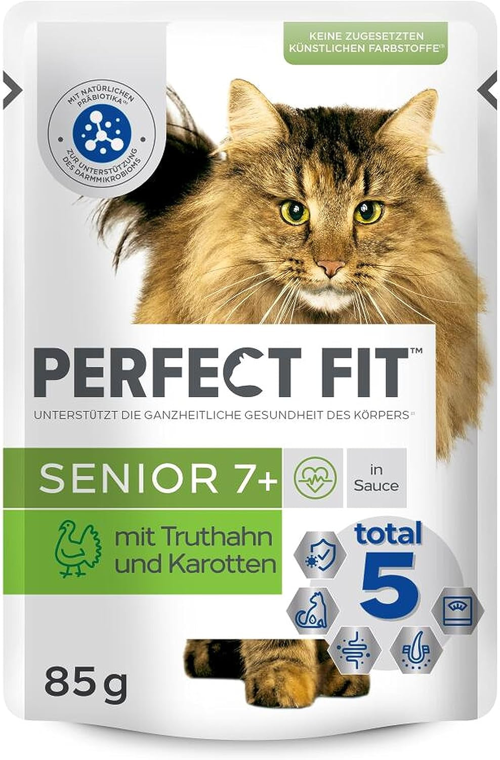 PERFECT FIT™ Portionspåsar för seniorkatt med kalkon och morötter, 12 x 85 g