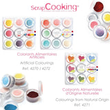 Scrapcooking - Set med 9 pastellfärger - blå, gul, korall, rosa, turkos, limegrön, vit, vattengrön, pulverrosa - Ätbart färgpulver för kakor, muffins, macarons - 4272