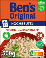 BEN'S ORIGINAL™ långkornigt ris, kokt i påse, 9 x 500 g, 20 minuter