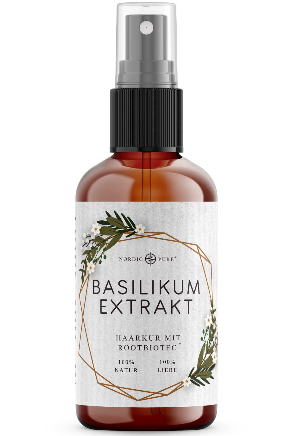 Hårbehandling med basilikaextrakt från Nordic Pure | För vård av tunt, torrt och skört hår | Kan förhindra håravfall 100ml Naty Shop hårvård Standardtitel