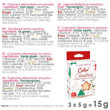 Scrapcooking - Set med 3 pulveriserad julmatfärgning - röd, grön, guld - ätbar matfärg för bakning, kakor, kakor, bakverk, deg, fondant - juldekorationer - 4018