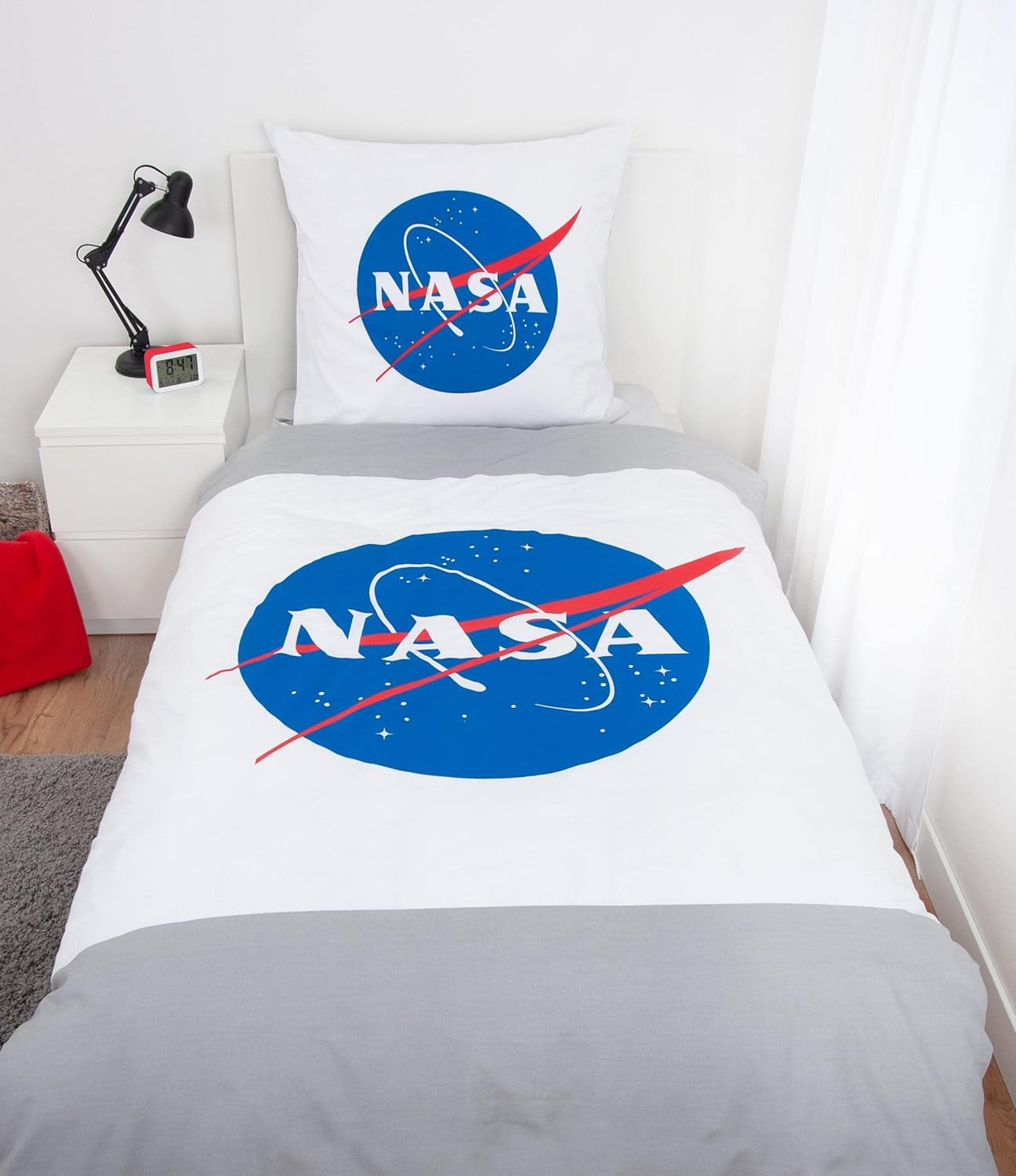 NASA sängkläder, bomull/förstärkt, grå/vit Sängkläder - barn Naty Shop