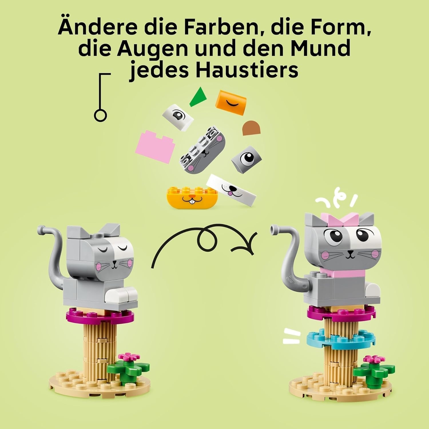LEGO Classic Creative Animals, låda med färgglada klossar, bygg tegeldjursfigurer som hund, katt, kanin, hamster och fågel, byggleksak för pojkar och flickor från 5 år 11034 Byggset Besuche den LEGO-Store