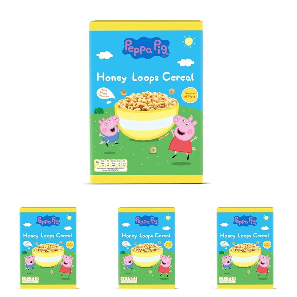 Hot Wheels Honey Loops Crunchy fullkornsfrukostflingor med tillsatta vitaminer, 1 förpackning (1 x 375 g)