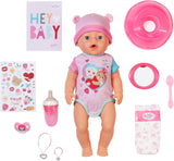 BABY Born Emma - babydocka 43 cm - 10 funktioner inklusive tillbehör och madrass - Fungerar helt utan batterier - Lämplig för barn från 3 år och uppåt
