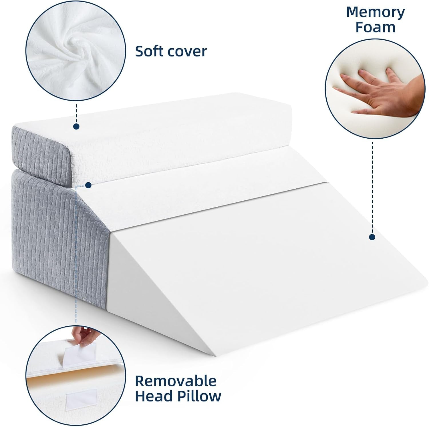 Läskudde och fjäderben Hiss kudde Memory Foam kudde för nacke, rygg och ben, multifunktionell löstagbar kudde för säng, soffa, sittande, sova och vila, 58x55x28cm