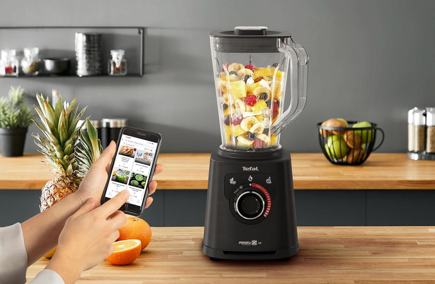 Tefal Perfectmix+ Standmixer, 3 automatiska program, Powelix-Klingentechnologie, Luftkylningssystem, 2 L Kapacitet, Tritan-Behälter, Inkl. Spatel, Schwarz, BL88A831 Kitchen Naty Shop