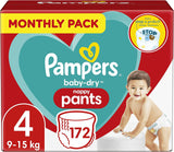 Pampers (gammal version), trosor, storlek 4, 9 kg-15 kg, trepack (1 x 88 blöjor)