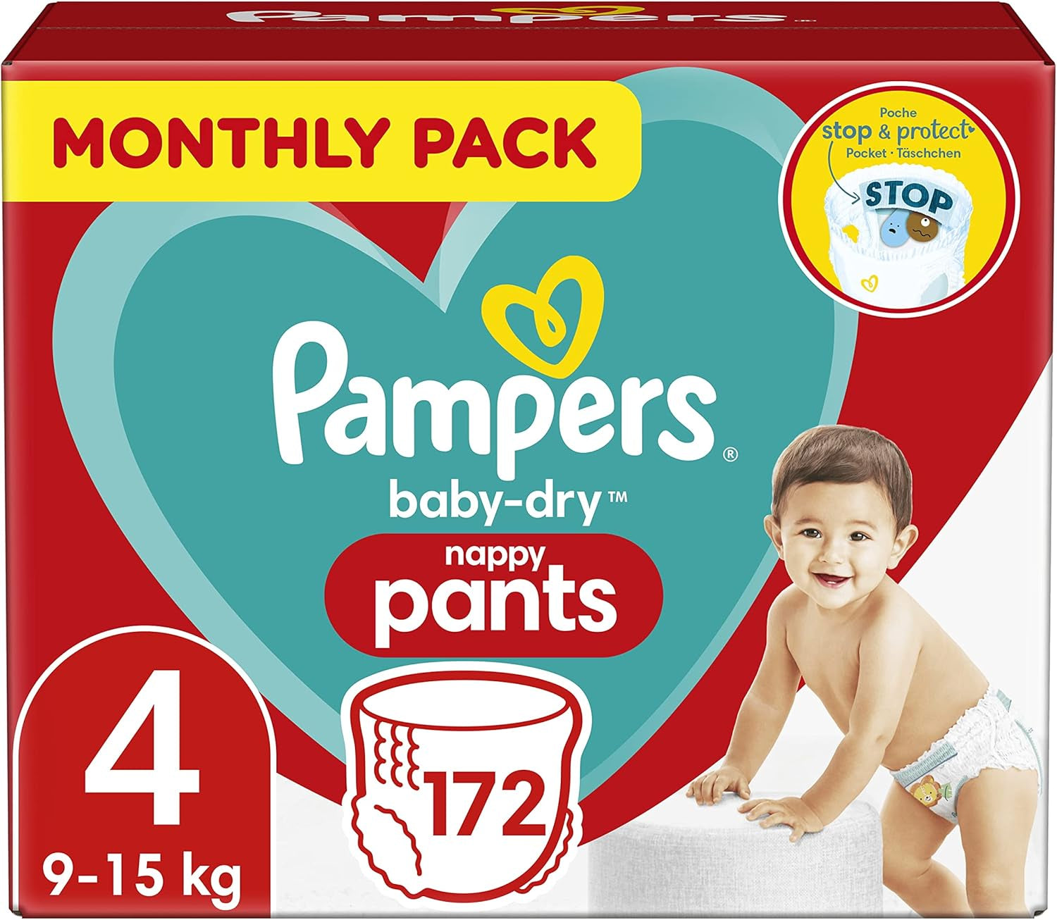 Pampers (gammal version), trosor, storlek 4, 9 kg-15 kg, trepack (1 x 88 blöjor)
