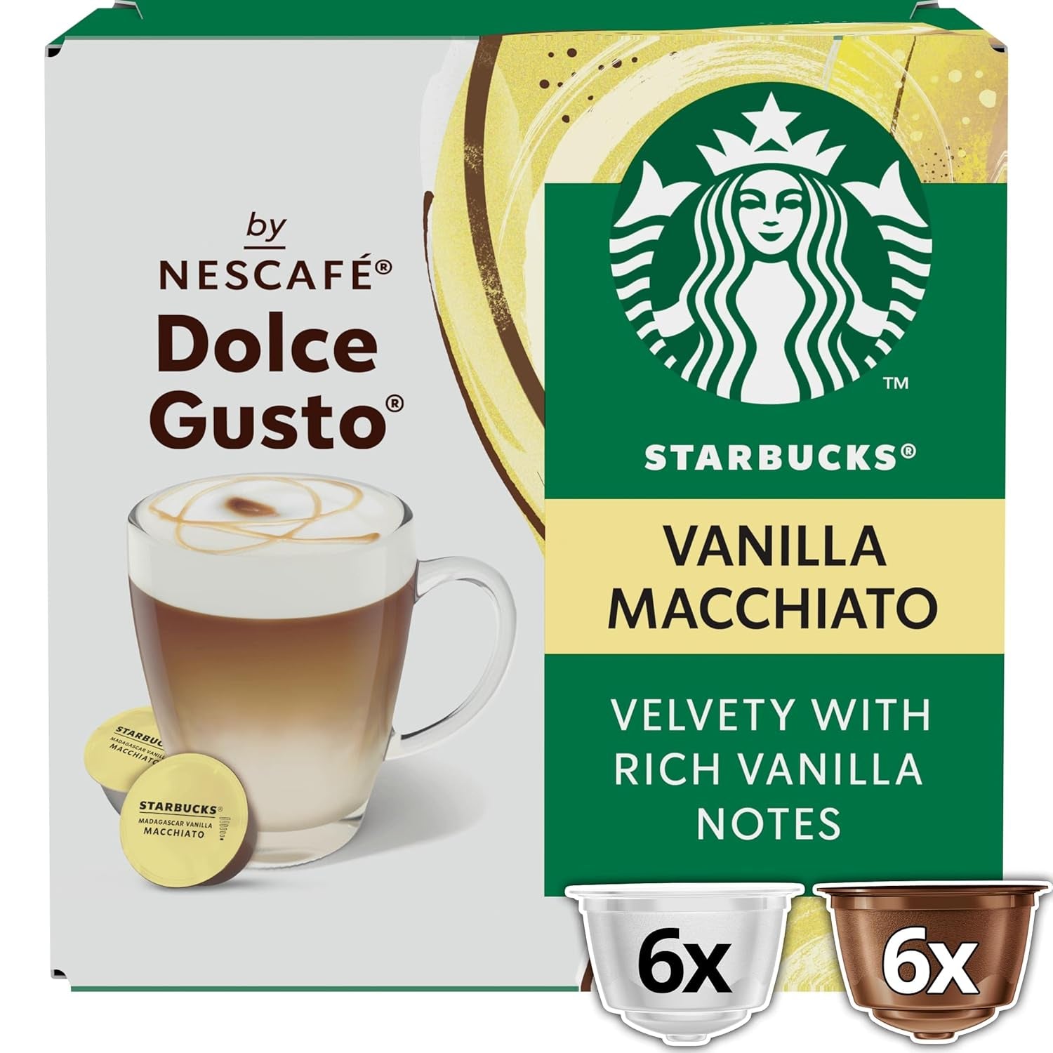 STARBUCKS Vanilla Macchiato av Nescafé Dolce Gusto Kaffeekapseln 6 x 12 (72 Kapseln)