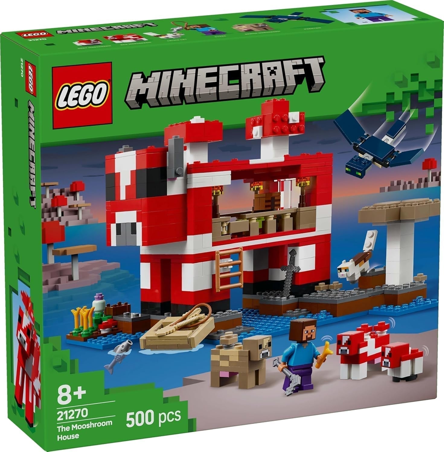 LEGO Minecraft The Mushroom Cow House Videospel Byggnadsleksak Svamp Landmodell med minifigurer Steve och andra karaktärer Leksats för pojkar och flickor 8 år 21270 Byggset Beuche den LEGO-Store