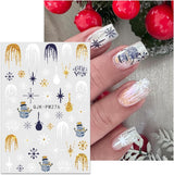JMEOWIO Nagelsticker Weihnachten 10 Blatt Nail Art Sticker Selbstklebend Nagelaufkleber Glitter Schneeflocke Xmas Winter Urlaub Guld Dekoration Nageldesign Zubehör