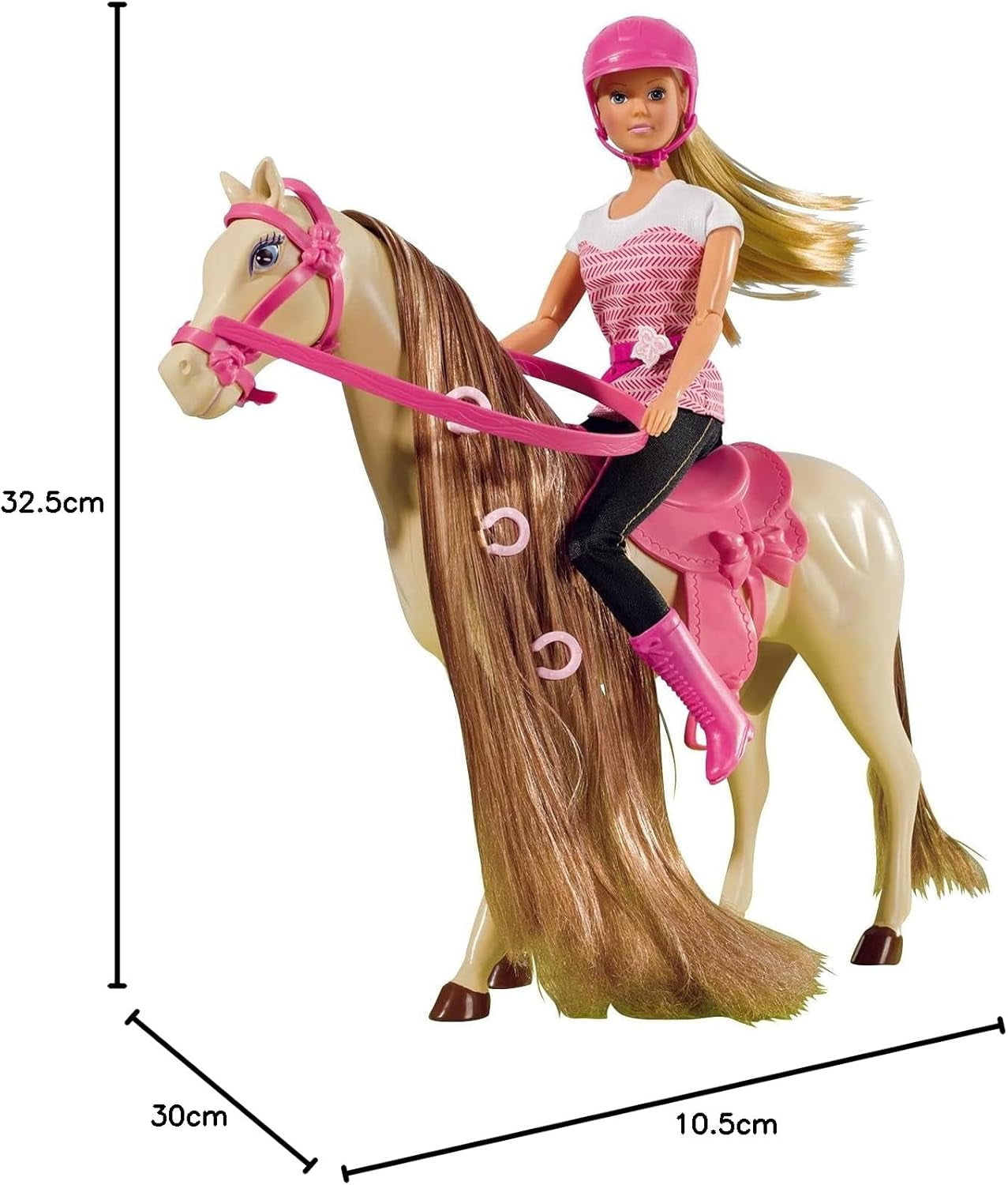 Simba 105730939 - Steffi Love Ridoutfit 2 hästar Helledad modedocka 29 cm för barn från 3 år
