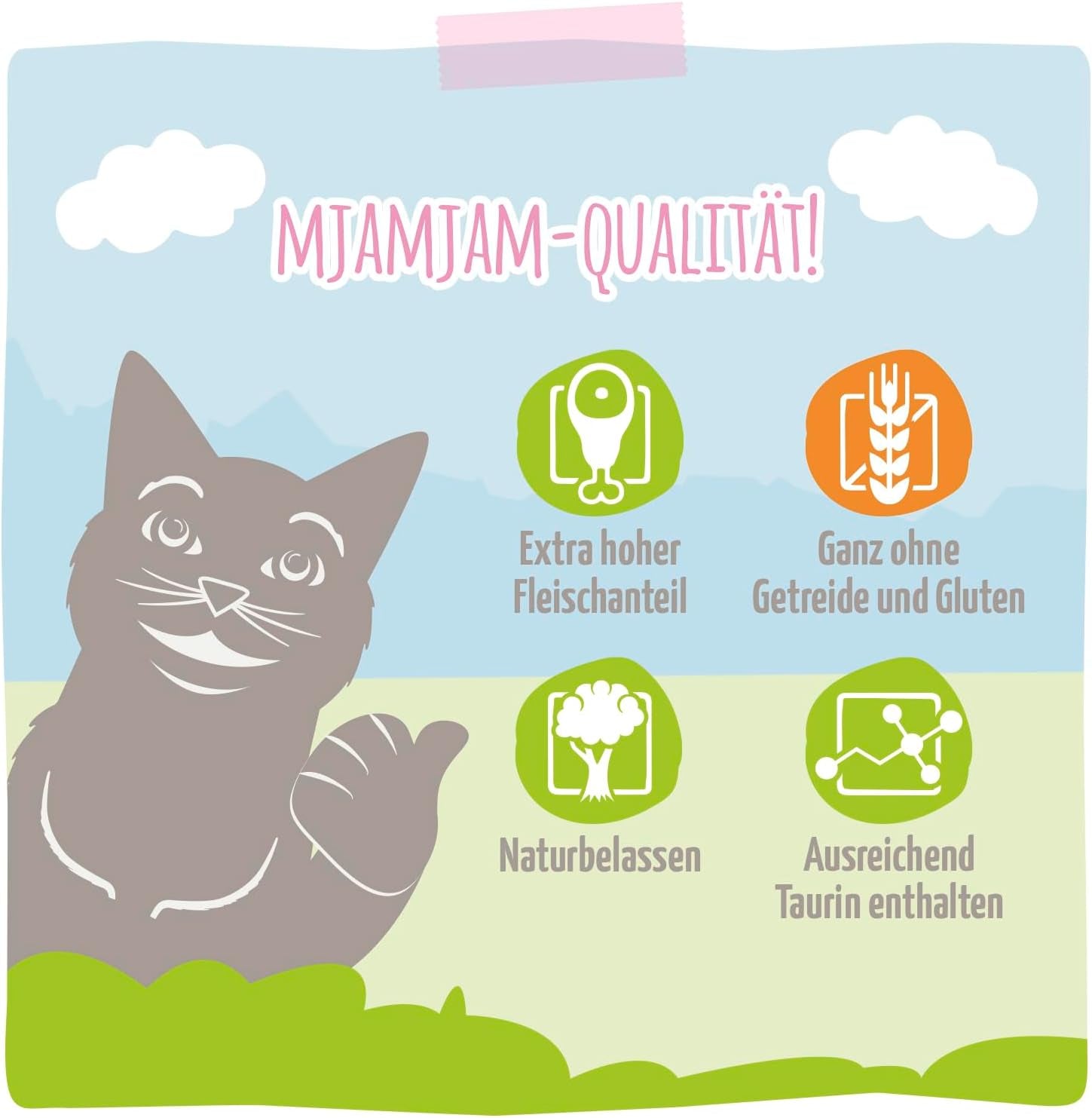 MjAMjAM - Premium Wet Cat Food - Juicy Chicken & Wild Lax 6-pack (6 x 400 g) Spannmålsfri med extra kött