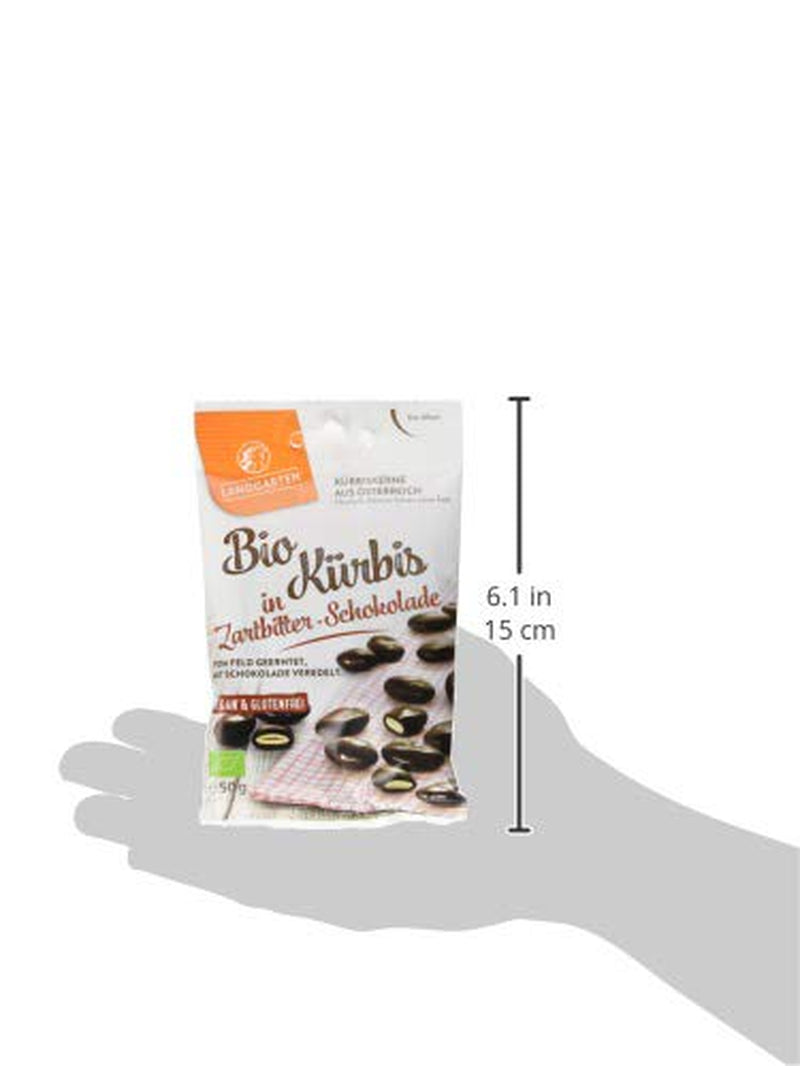 Landgarten ekologiska pumpafrön i mörk choklad - Vegansk rostad pumpafrönchokladmellanmål - Magnesiumkälla - 1 x 50 g