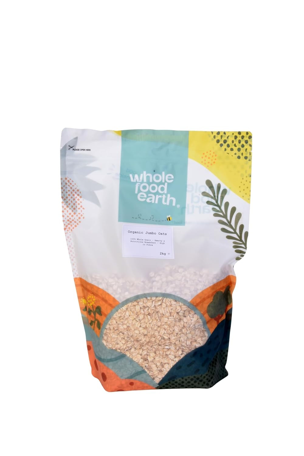 Wholefood Earth Organic Jumbo Havregryn, Glutenfri – 3 kg | Icke-GMO | Vegan | Rik på fibrer | Certifierad ekologisk