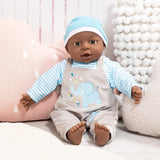 Bayer Design 94001AH Interactive Baby Doll, Pojke, Talking, Mjuk kropp, 40cm, Mörk Läder, Blå