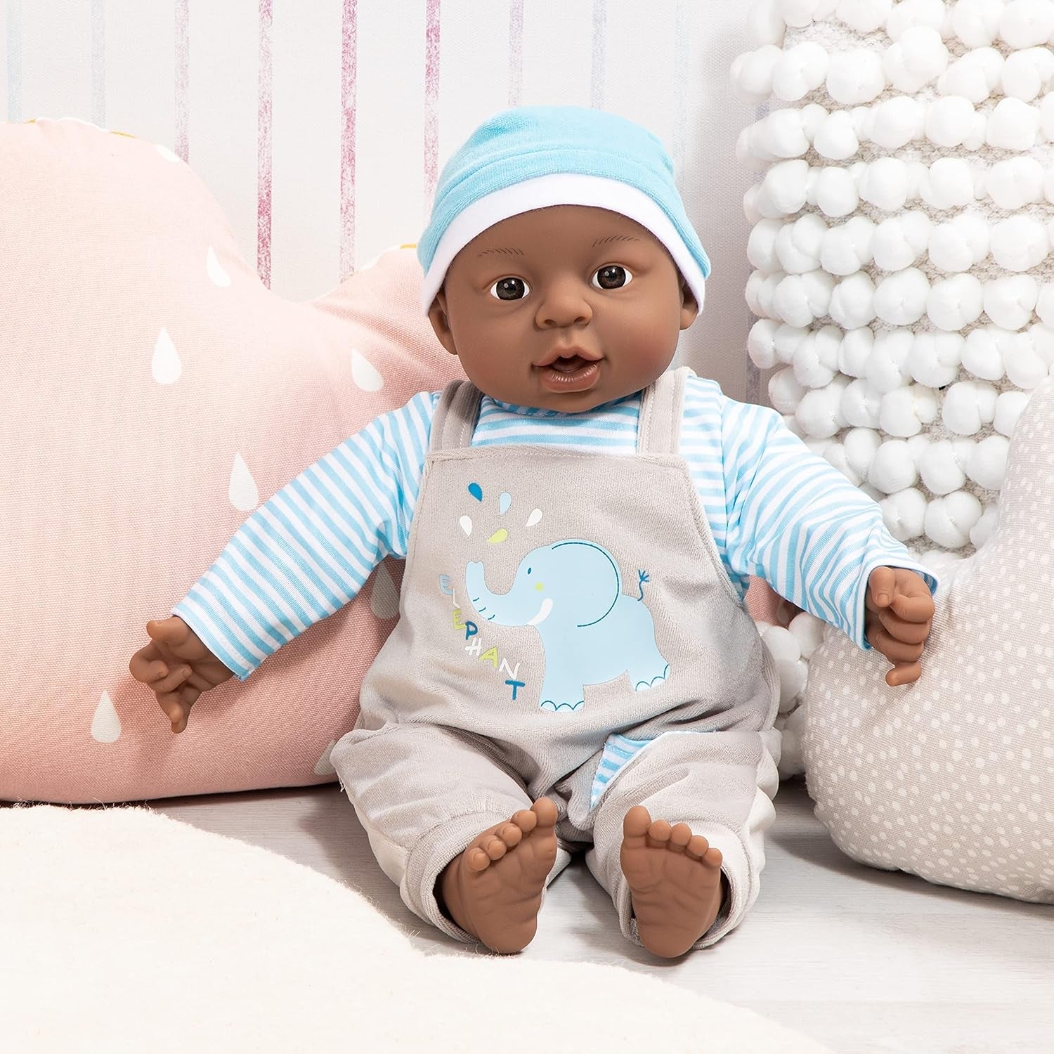 Bayer Design 94001AH Interactive Baby Doll, Pojke, Talking, Mjuk kropp, 40cm, Mörk Läder, Blå