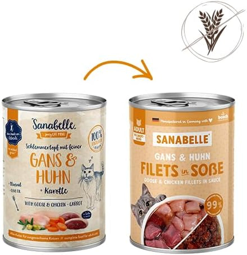 Sanabelle Gourmet våtmat i gryta med gås och kyckling | 6 x 380g | 2,28 kg
