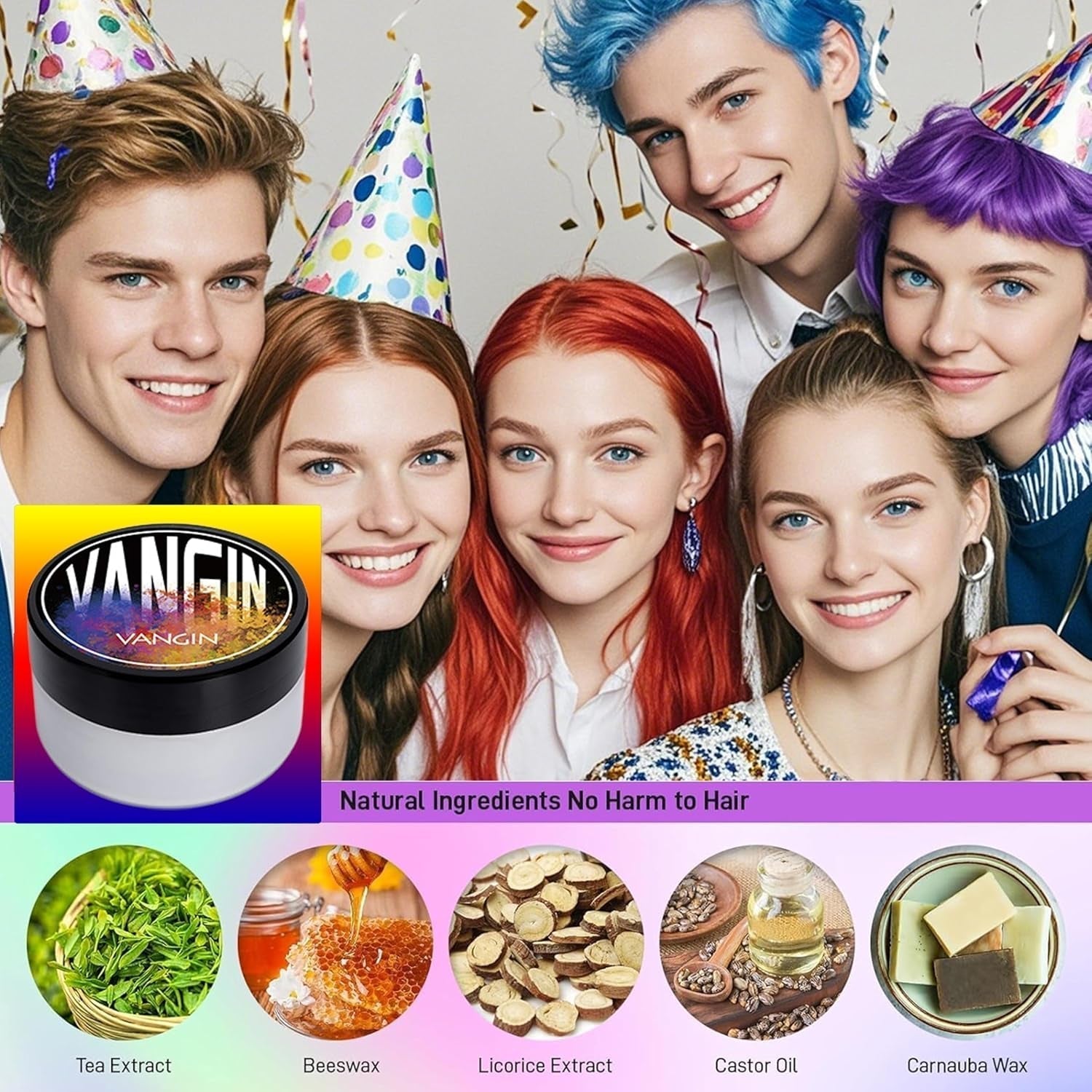 Tillfällig grön hårfärg, styling av hårfärg för män, kvinnor, naturlig hårpomada, hårfärgningsvax för fest, cosplay och halloween, jul, kräm tillfällig hårfärg (100 g, grön) Naty Shop hårfärgning