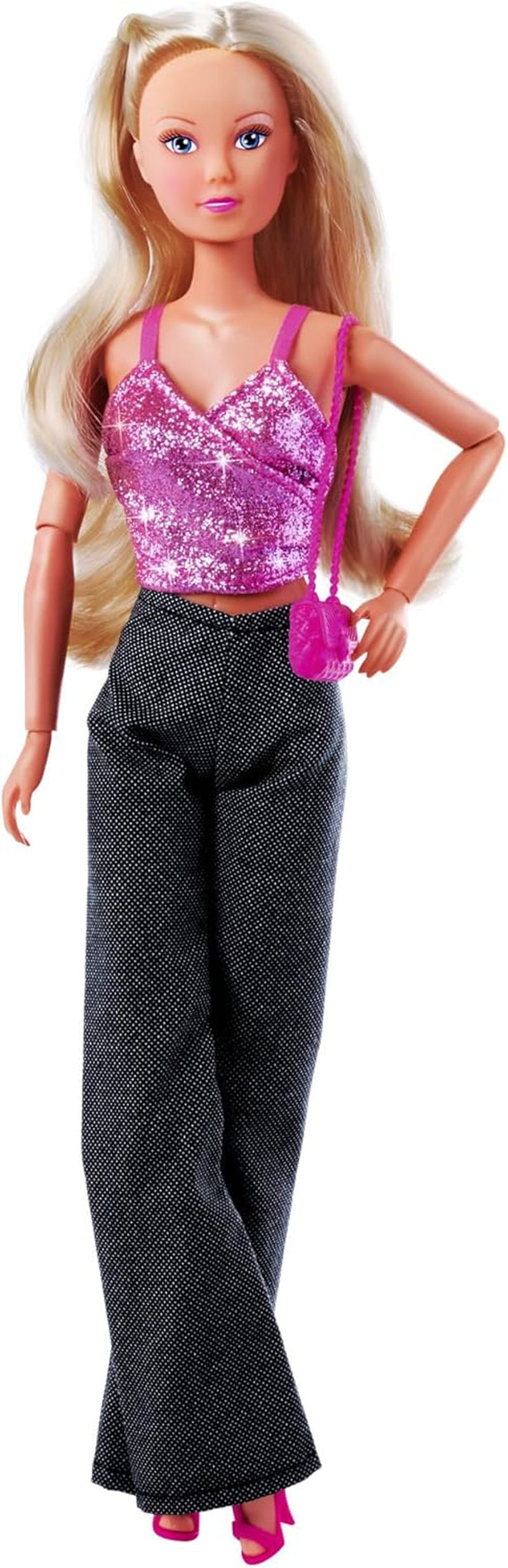 Simba Steffi Love Jeans & Glitter Matchande 2 Ways ETT objekt medföljer Glittertopp med jeans & modetillbehör för 29 cm dockor Docka ingår ej Ålder 3+