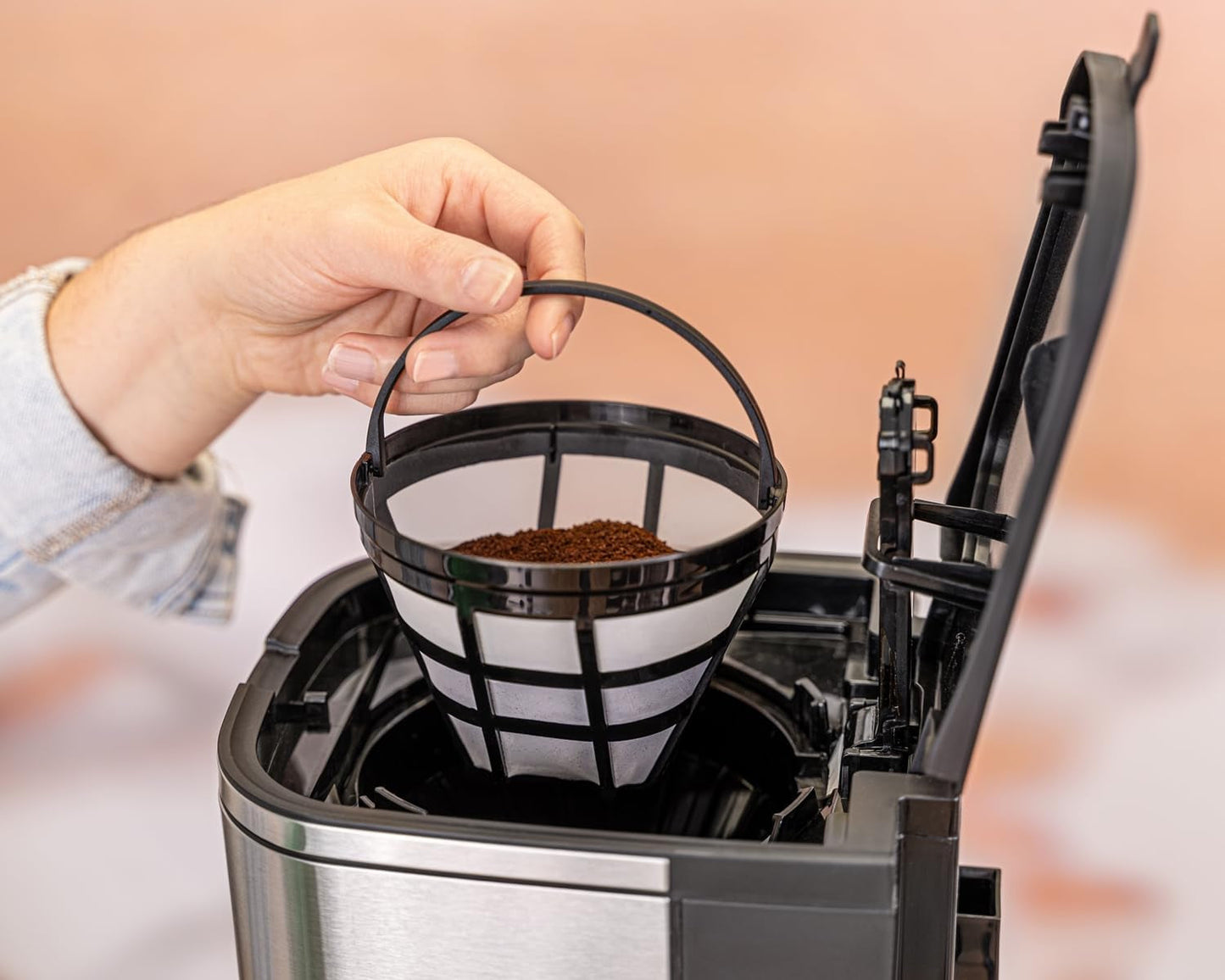 Rommelsbacher FKM 1000 filter espressomaskin - 1,5 liters vattentank för 12 koppar kaffe, glaskaraff, fördröjd start, varmhållningsfunktion, aromfunktion, avtagbar filterhållare 1x4