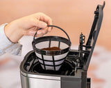 Rommelsbacher FKM 1000 filter espressomaskin - 1,5 liters vattentank för 12 koppar kaffe, glaskaraff, fördröjd start, varmhållningsfunktion, aromfunktion, avtagbar filterhållare 1x4