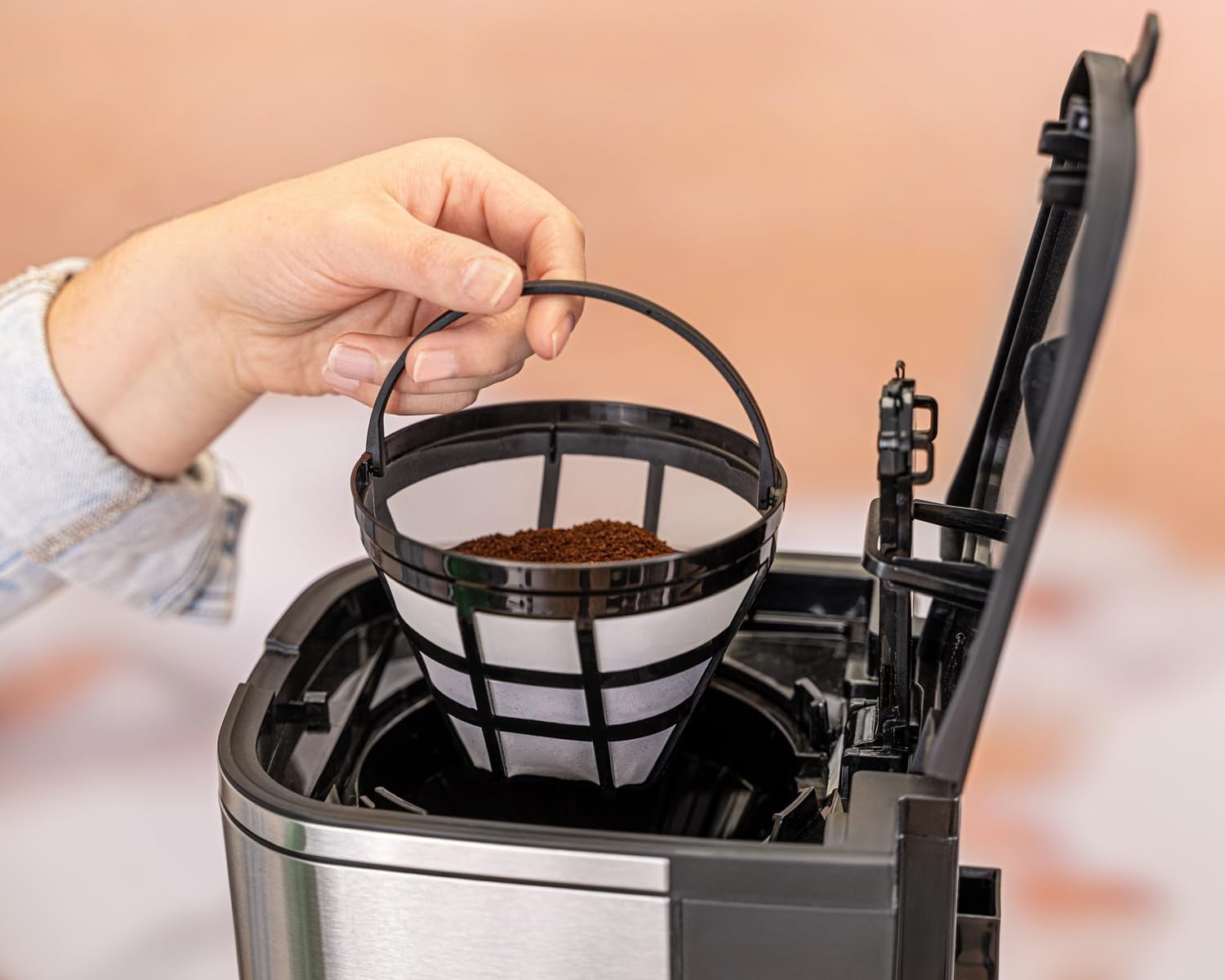Rommelsbacher FKM 1000 filter espressomaskin - 1,5 liters vattentank för 12 koppar kaffe, glaskaraff, fördröjd start, varmhållningsfunktion, aromfunktion, avtagbar filterhållare 1x4