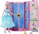Mattel DISNEY Princess Cinderella - rörlig docka med gnistrande outfit, avtagbara skor och tiara, kambart hår för frisörnöje, för barn från 3 år och uppåt, HLW06 Naty Shop Dolls Cinderella Doll Fashion Set